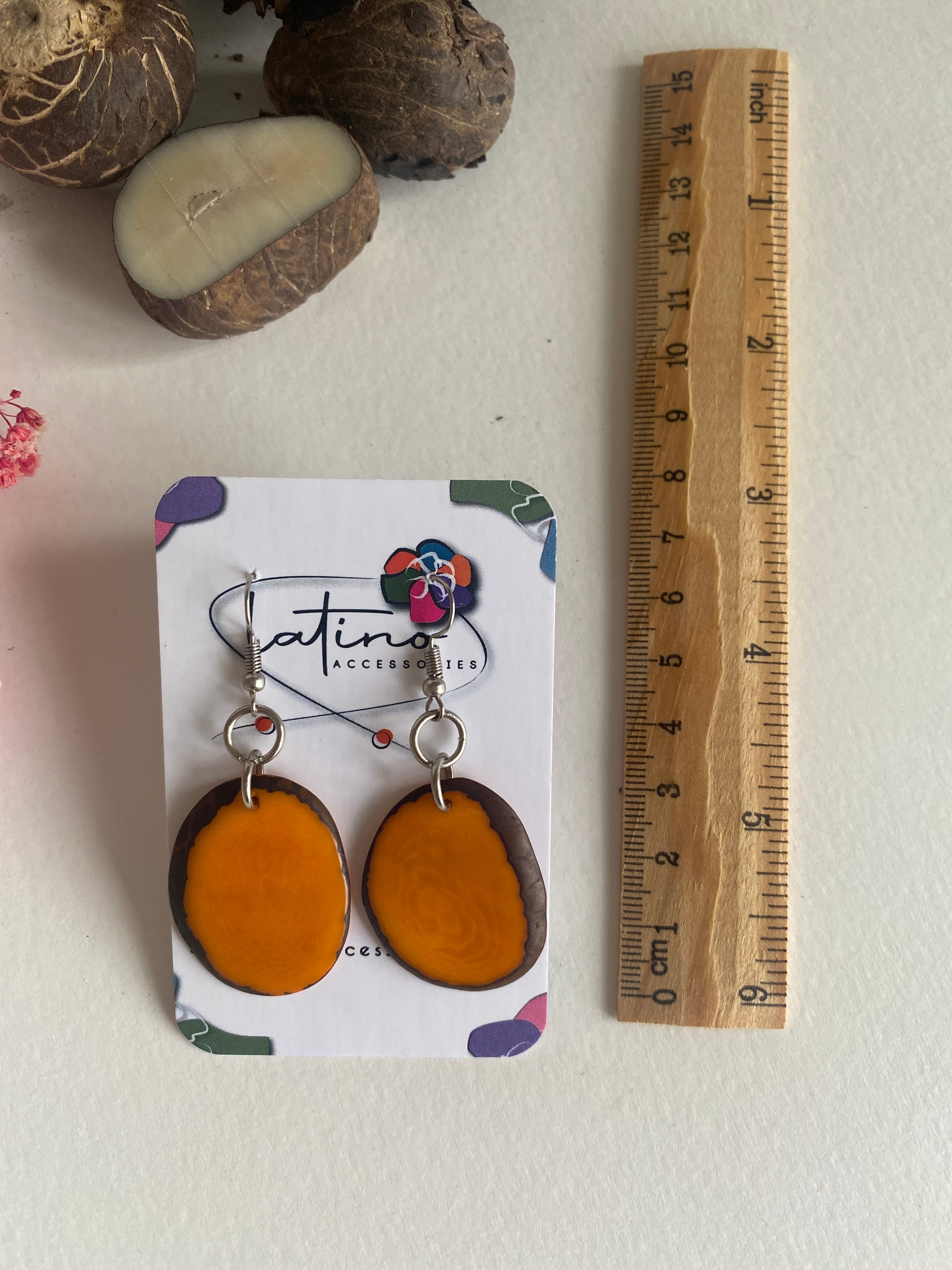 Tagua Earrings - Yellow